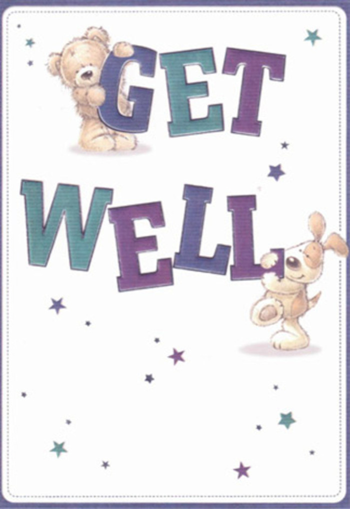 Blending the uplifting spirit of Nine Elms with a touch of childhood whimsy, this beautifully illustrated get well card portrays a supportive duo-a soft brown teddy bear and a cheerful, droopy-eared puppy-delivering comfort alongside a cascade of star-shaped wishes. The oversized, exuberant 'Get Well' lettering anchors the composition, each letter awash in soothing shades of purple and aqua that recall springtime walks along the Battersea Park edge. Bursts of midnight blue and violet stars scatter across the pristine cream background, casting hopeful energy like petals strewn in a local shop window. The bear's fuzzy, inviting coat and the puppy's velveteen ears are brought to life with layered brushstrokes, offering a tactile sense of gentleness. This artwork echoes the careful, nurturing touch found at Florist Nine Elms, where every bouquet for a neighbour in need is arranged to kindle smiles and restore hope. The card's harmonious palette and expressive characters invite the recipient into a gentle celebration-a reminder that in Nine Elms, thoughtful gestures are never far away.