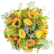 Bringing the golden echoes of Nine Elms' green spaces indoors, this exuberant bouquet centers on wide-faced sunflowers, their rays catching the light and spreading cheerful energy through every petal. Around them, plush yellow roses offer a tactile softness, their subtle fragrance mingling with the gently uplifting scents of eucalyptus and fern. The arrangement's perimeter is laced with fine ferns and trailing goldenrod, giving a just-picked, meadow-fresh appearance that feels at home on a riverside balcony overlooking the city. Pops of orange blooms and radiant red berries punctuate the yellow palette, adding zest and complexity, much like the hidden gems found in Nine Elms' local shops and gardens. Cool flashes of silver from eucalyptus leaves complete the sensory tapestry. Designed by a florist who values both artistry and local character, this bouquet is crafted for moments of joy: perfect for sharing encouragement, celebrating milestones, or simply welcoming friends into a Nine Elms home filled with light and life.