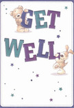 A glowing symbol of heartfelt support crafted for the Nine Elms community, this get well card is alive with playful energy and innocent optimism. Two charming friends-a fluffy bear and a floppy-eared puppy-leap into action, their joyful teamwork highlighted by the vivid, rounded letters spelling out 'Get Well.' Painted in soft indigo and breezy teal, the words stand out brightly against a clean, creamy backdrop, echoing the freshness of just-cut blooms from a local market near the riverside. Tiny stars shimmer in varied blue and purple hues, adding a gentle magic that conjures memories of hope and recovery. The fine illustration details-plush fur, silky ears-invite the viewer to imagine reaching out for a comforting hug. Like a thoughtfully wrapped bouquet sent to a loved one in Nine Elms, the card exudes comfort, light, and encouragement-an inviting presence for anyone needing a little extra kindness in their day.